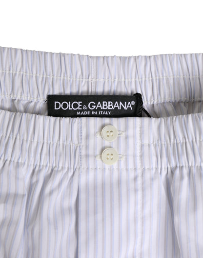 Dolce & Gabbana Men's Wool Cotton Swim Shorts - Black Blue Red Rose White Striped