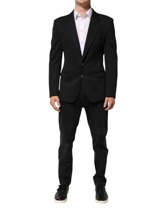 Dolce & Gabbana Men's Single Breasted Cotton Polyester & Nylon Blazer - Dark Blue