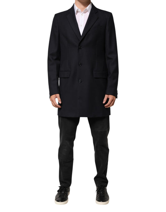 Dolce & Gabbana Men's Single Breasted Rayon Acetate & Virgin Wool Blazer - Dark Blue