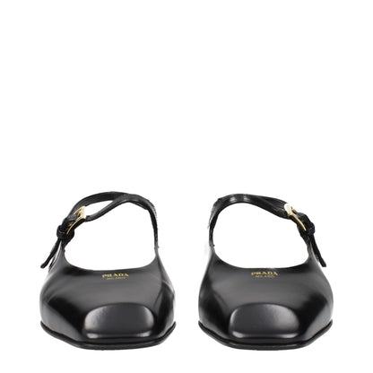 Prada Black Leather Flat Sandals