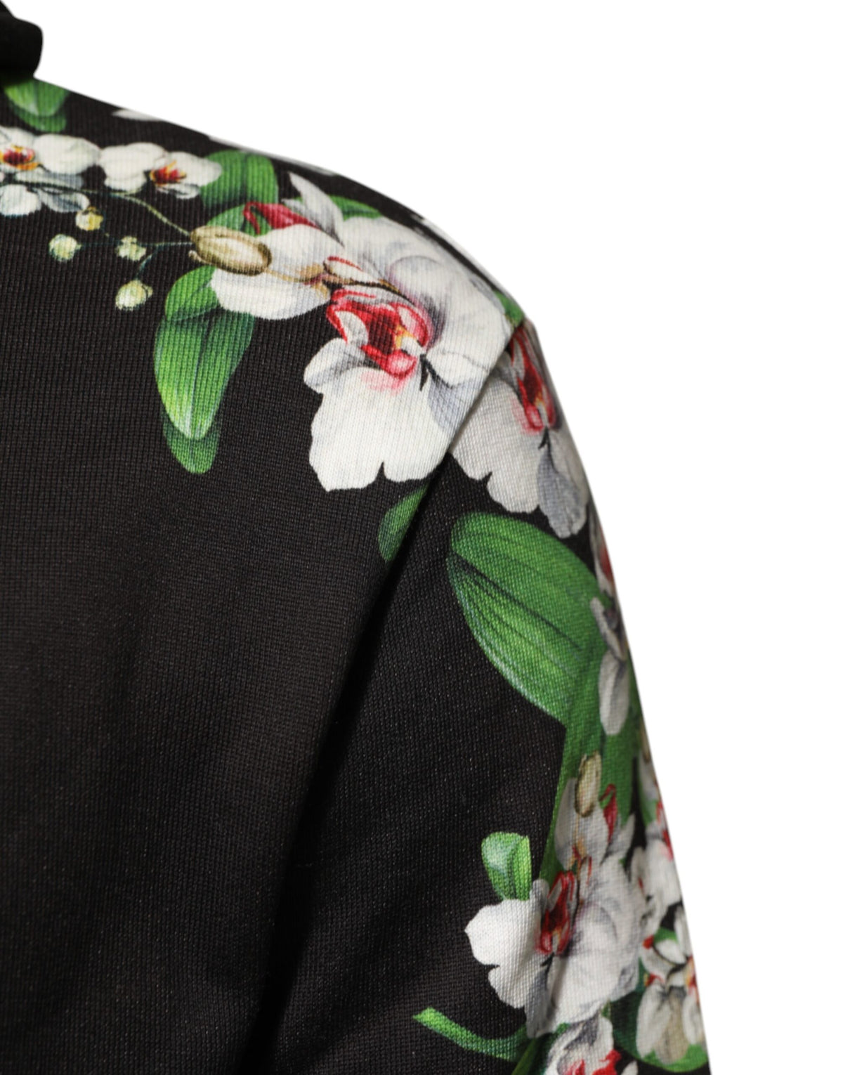 Dolce & Gabbana Men's Cotton Silk & Spandex Sweatshirt Hoodie - Black Green White Patterned Floral Print Striped