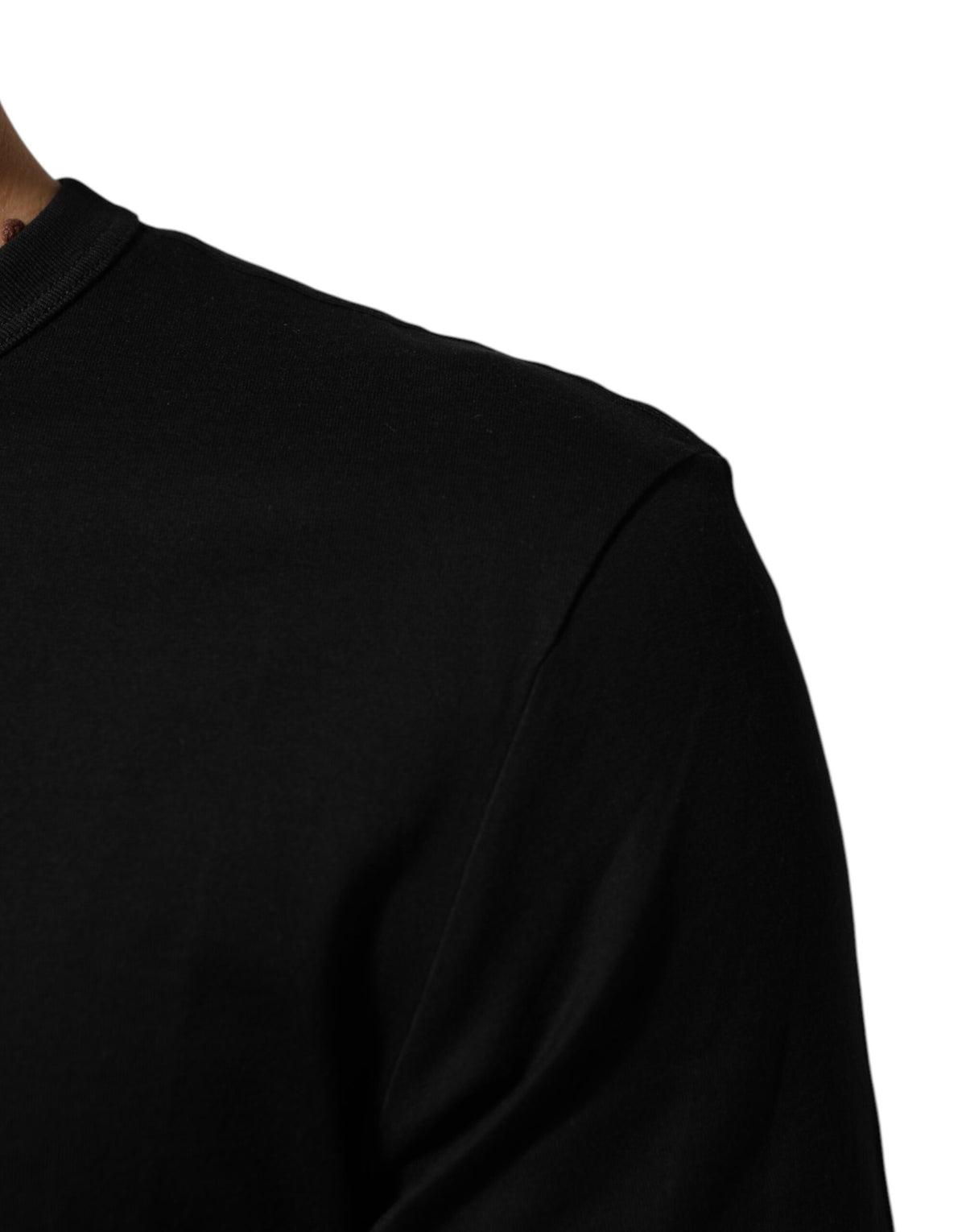 Dolce & Gabbana Men's Regular Fit Short-Sleeve Crew Neck Velvet Cotton T-Shirt - Black Patterned Print
