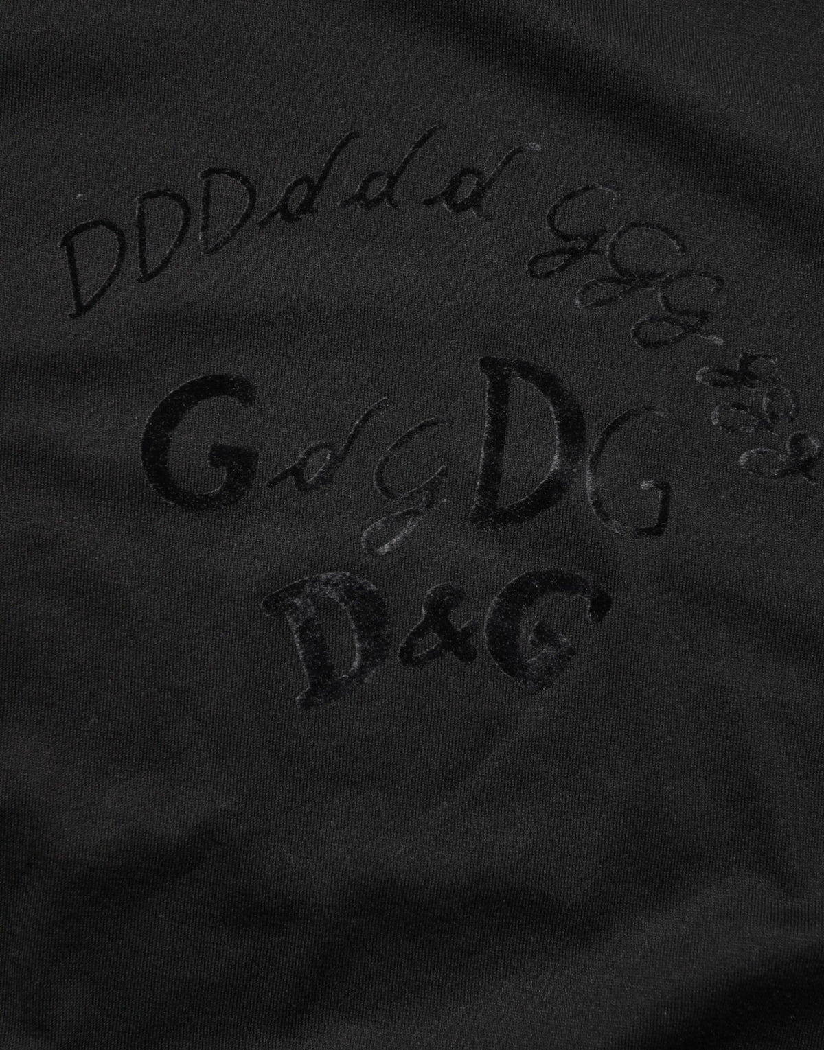 Dolce & Gabbana Men's Regular Fit Short-Sleeve Crew Neck Velvet Cotton T-Shirt - Black Patterned Print