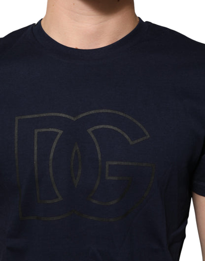 Dolce & Gabbana Men's Regular Fit Short-Sleeve Cotton T-Shirt - Dark Blue Patterned Print