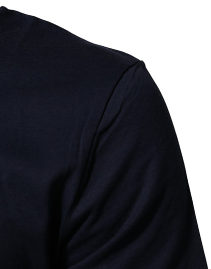 Dolce & Gabbana Men's Regular Fit Short-Sleeve Cotton T-Shirt - Dark Blue Patterned Print