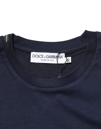Dolce & Gabbana Men's Regular Fit Short-Sleeve Cotton T-Shirt - Dark Blue Patterned Print