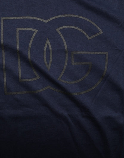 Dolce & Gabbana Men's Regular Fit Short-Sleeve Cotton T-Shirt - Dark Blue Patterned Print