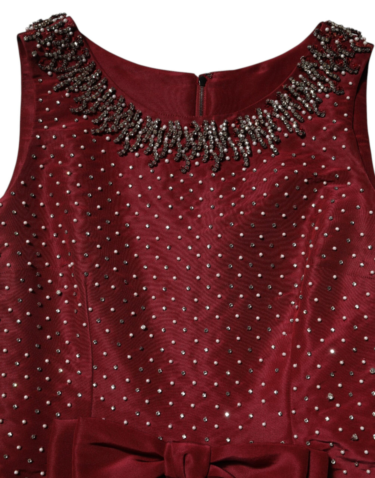 Dolce & Gabbana Women's Gown Cocktail Sleeveless Glass Polyester & Silk Long Dress - Burgundy