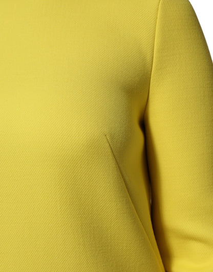 Dolce & Gabbana Women's Long-Sleeve Crew Neck Silk Viscose & Acetate Midi Mini Dress - Yellow