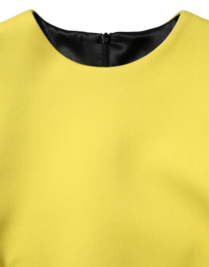 Dolce & Gabbana Women's Long-Sleeve Crew Neck Silk Viscose & Acetate Midi Mini Dress - Yellow