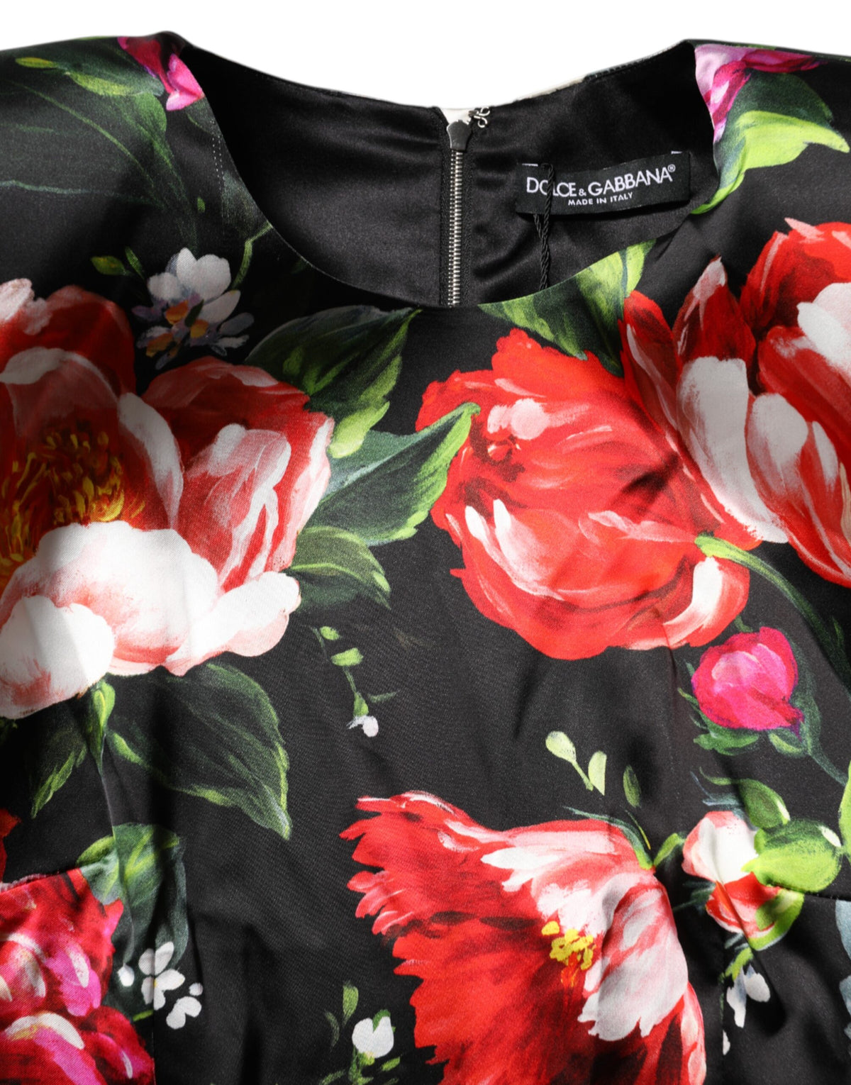 Dolce & Gabbana Women's Bodycon Cocktail Long-Sleeve Viscose Silk Short Mini Dress - Black Multicolor Patterned Floral Print