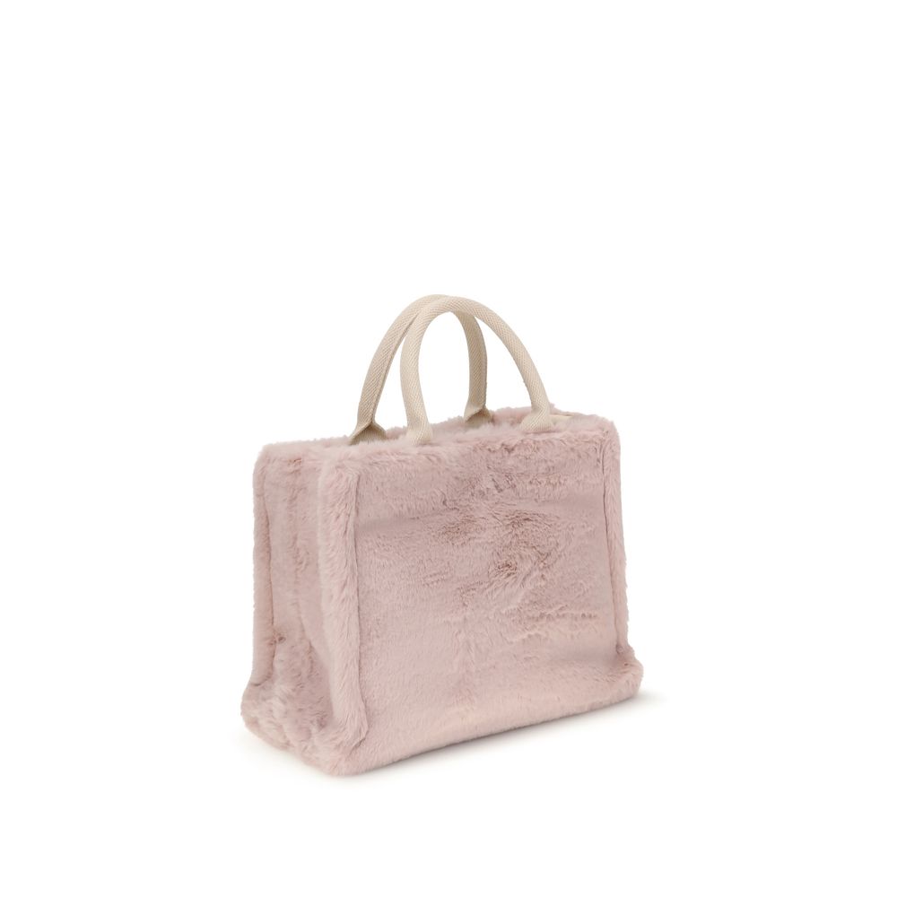 Marni Pink Faux Fur Small Basket Tote Bag