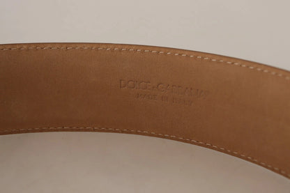 Costume National Brown Leather Gold Metal Oval Buckle Belt