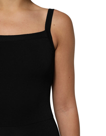 Laneus Women's Bodycon Cocktail Sleeveless Square Neck Cotton Short Mini Dress - Black