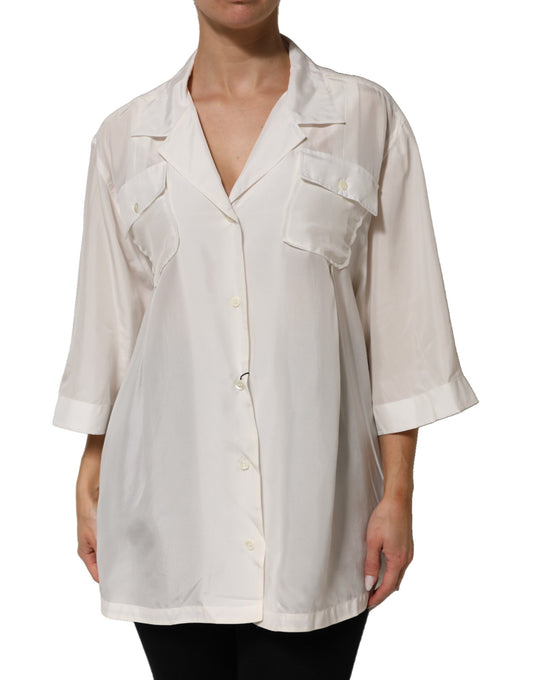 Dolce & Gabbana Women's Three-Quarter-Sleeve; Short-Sleeve Silk Blouse - White