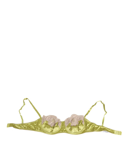 Dolce & Gabbana Women's Lace Satin & Silk Bra - Beige Lime Green