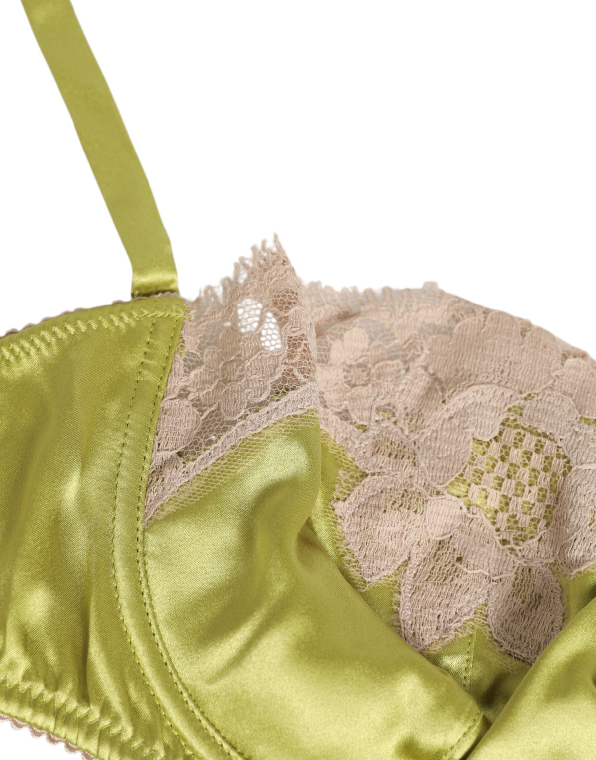 Dolce & Gabbana Women's Lace Satin & Silk Bra - Beige Lime Green