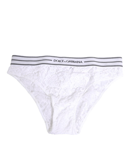 Dolce & Gabbana Women's Polyamide Lace Underpants Briefs - White Floral