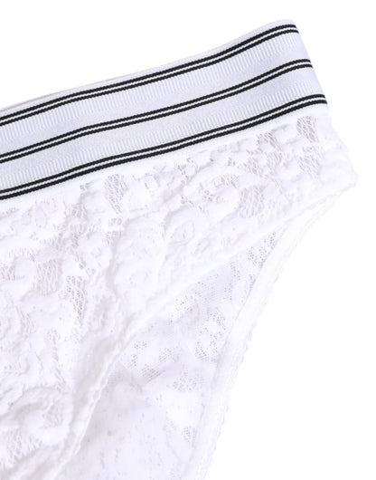 Dolce & Gabbana Women's Polyamide Lace Underpants Briefs - White Floral