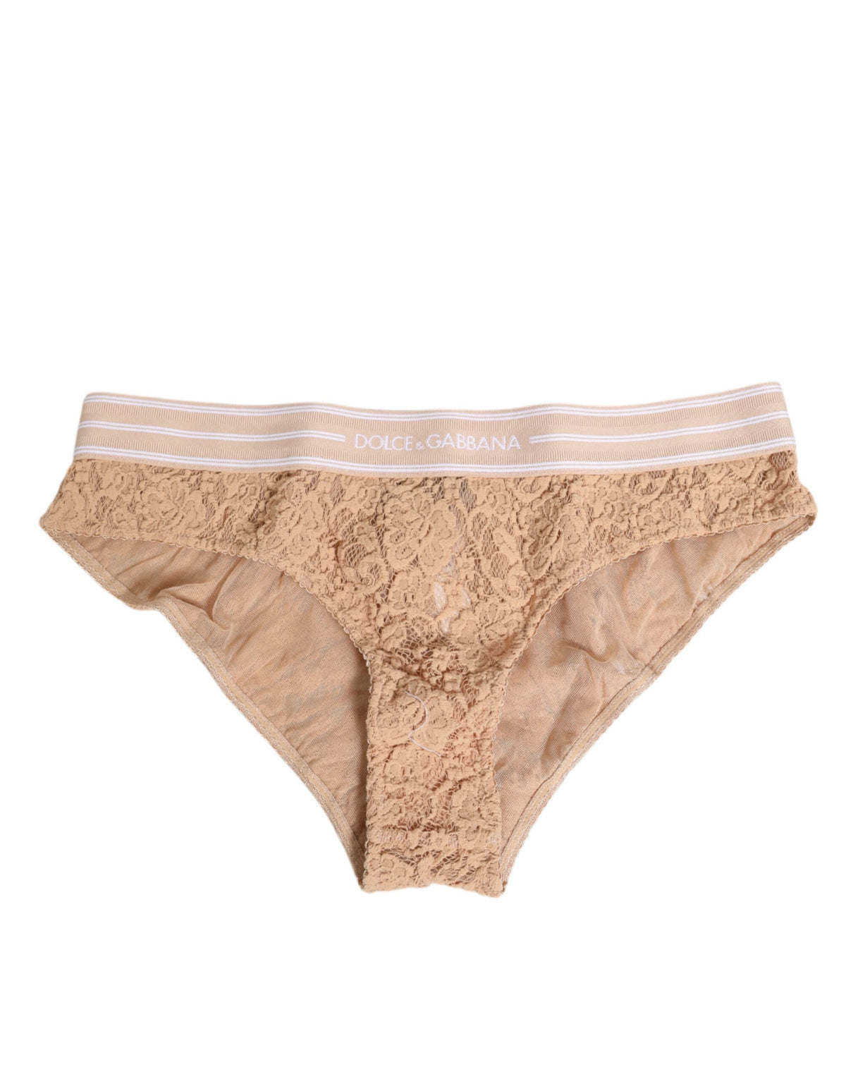 Dolce & Gabbana Women's Polyamide Lace Underpants Briefs - Beige Floral