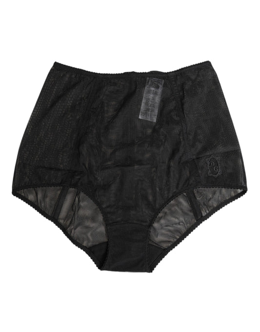 Dolce & Gabbana Women's High Rise Nylon Polyamide & Spandex Waisted Briefs - Black