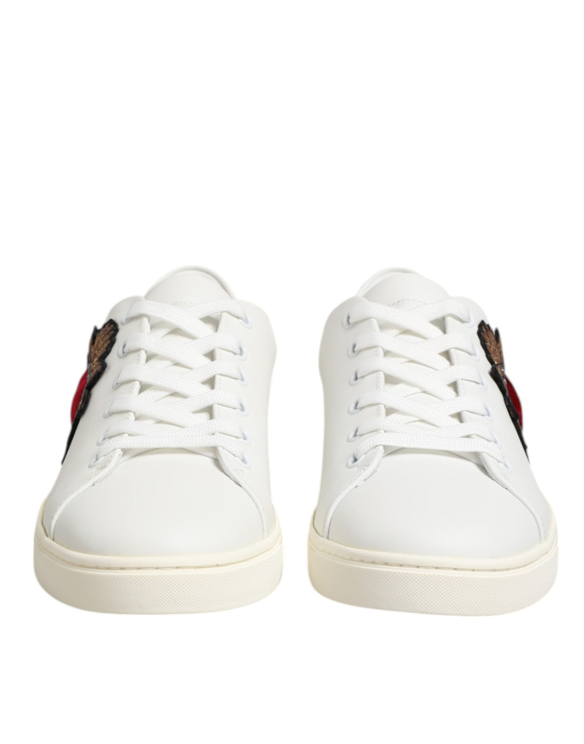 Dolce & Gabbana Heart Women's Low Top Calf Leather & Rubber Sneakers - White Patterned