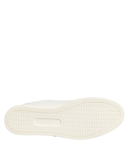 Dolce & Gabbana Heart Women's Low Top Calf Leather & Rubber Sneakers - White Patterned