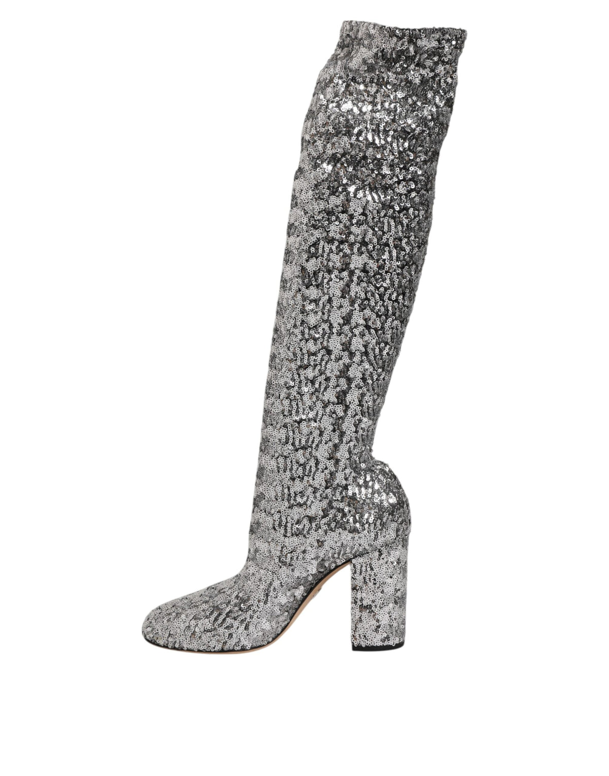 Dolce & Gabbana Women's Polyester Viscose Leather & Sequins High-Heel Over-The-Knee Boots - Silver