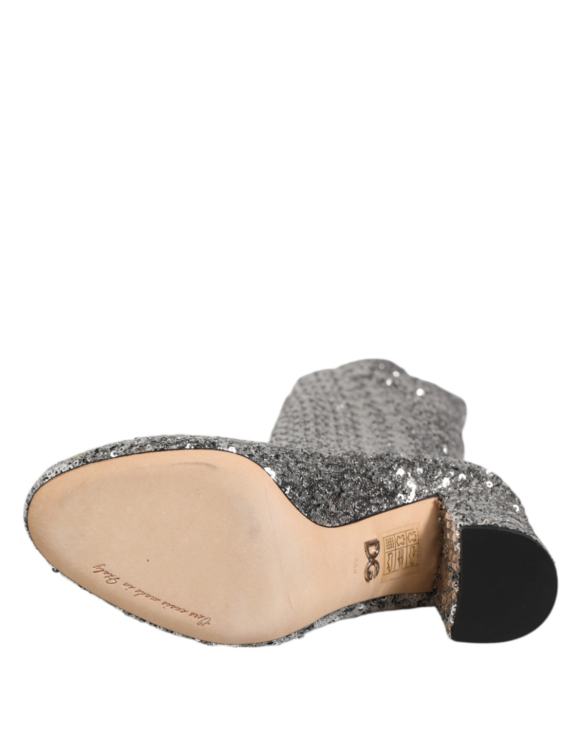 Dolce & Gabbana Women's Polyester Viscose Leather & Sequins High-Heel Over-The-Knee Boots - Silver