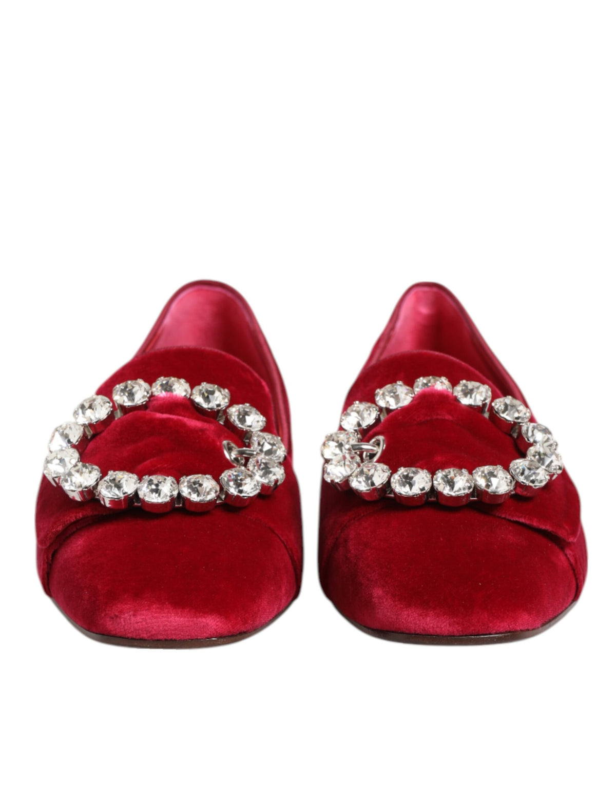 Dolce & Gabbana Women's Cotton Velvet Leather & Viscose Flat Loafer Slip-On Shoes - Red Jacquard