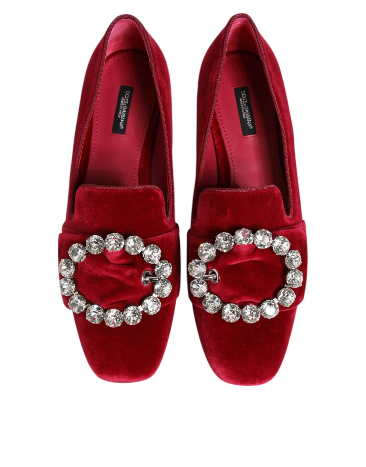 Dolce & Gabbana Women's Cotton Velvet Leather & Viscose Flat Loafer Slip-On Shoes - Red Jacquard