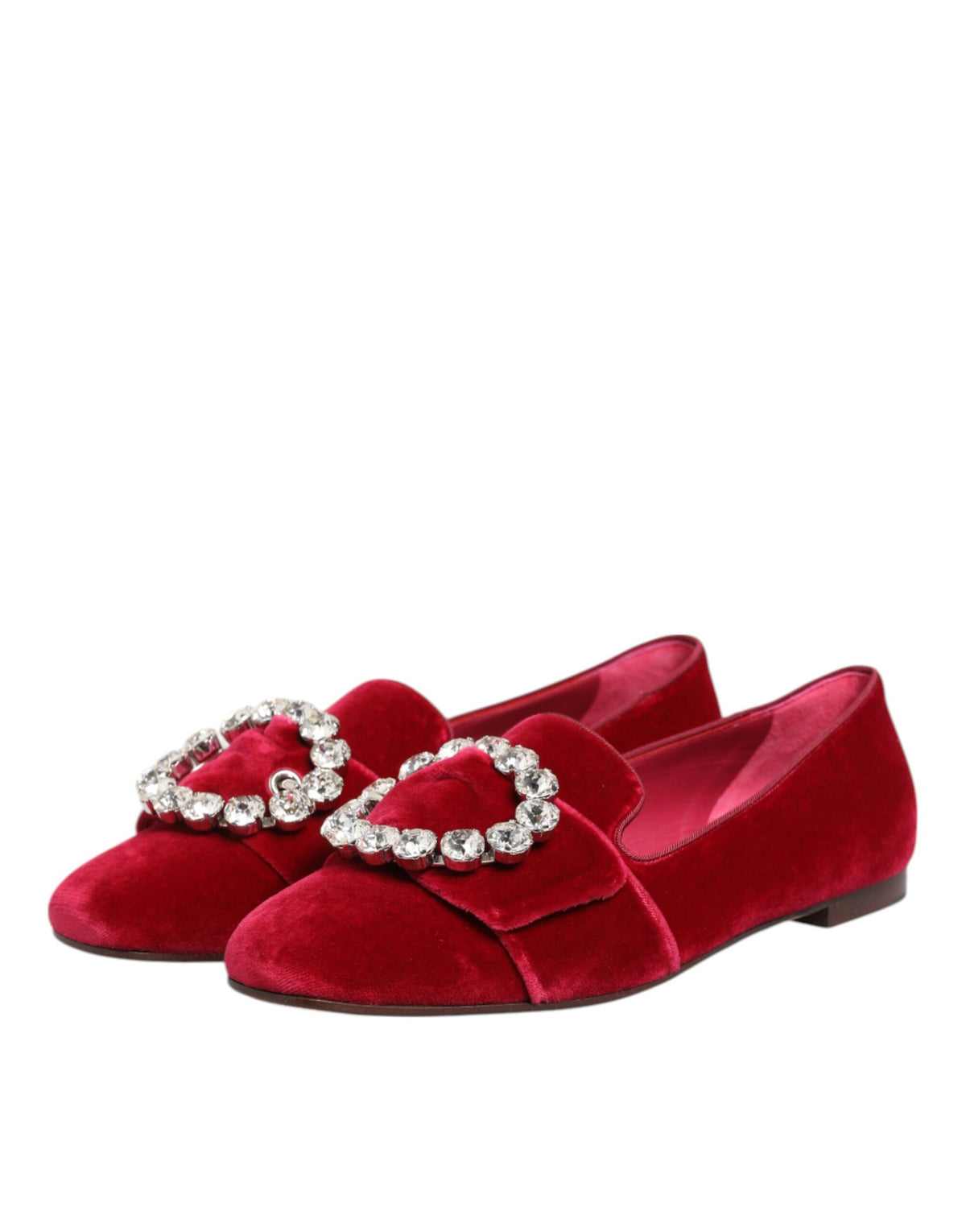 Dolce & Gabbana Women's Cotton Velvet Leather & Viscose Flat Loafer Slip-On Shoes - Red Jacquard