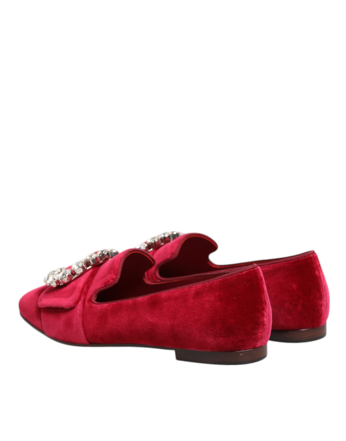 Dolce & Gabbana Women's Cotton Velvet Leather & Viscose Flat Loafer Slip-On Shoes - Red Jacquard