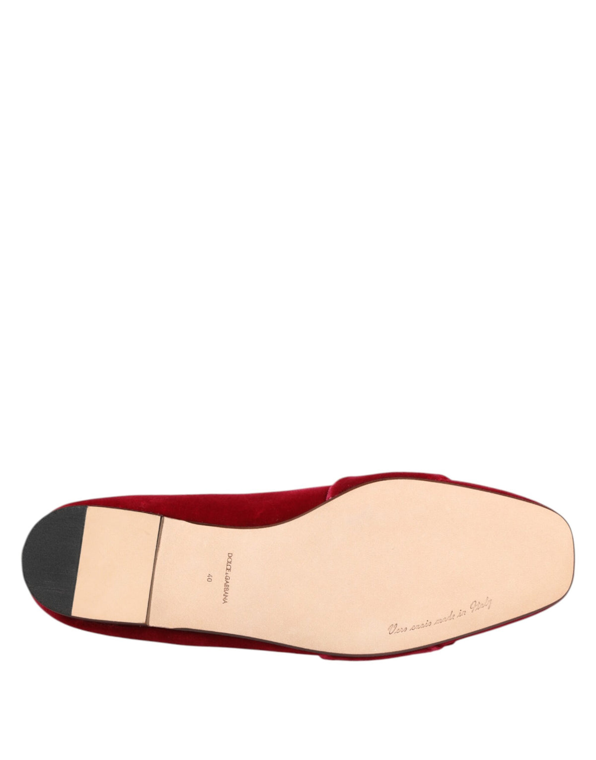 Dolce & Gabbana Women's Cotton Velvet Leather & Viscose Flat Loafer Slip-On Shoes - Red Jacquard