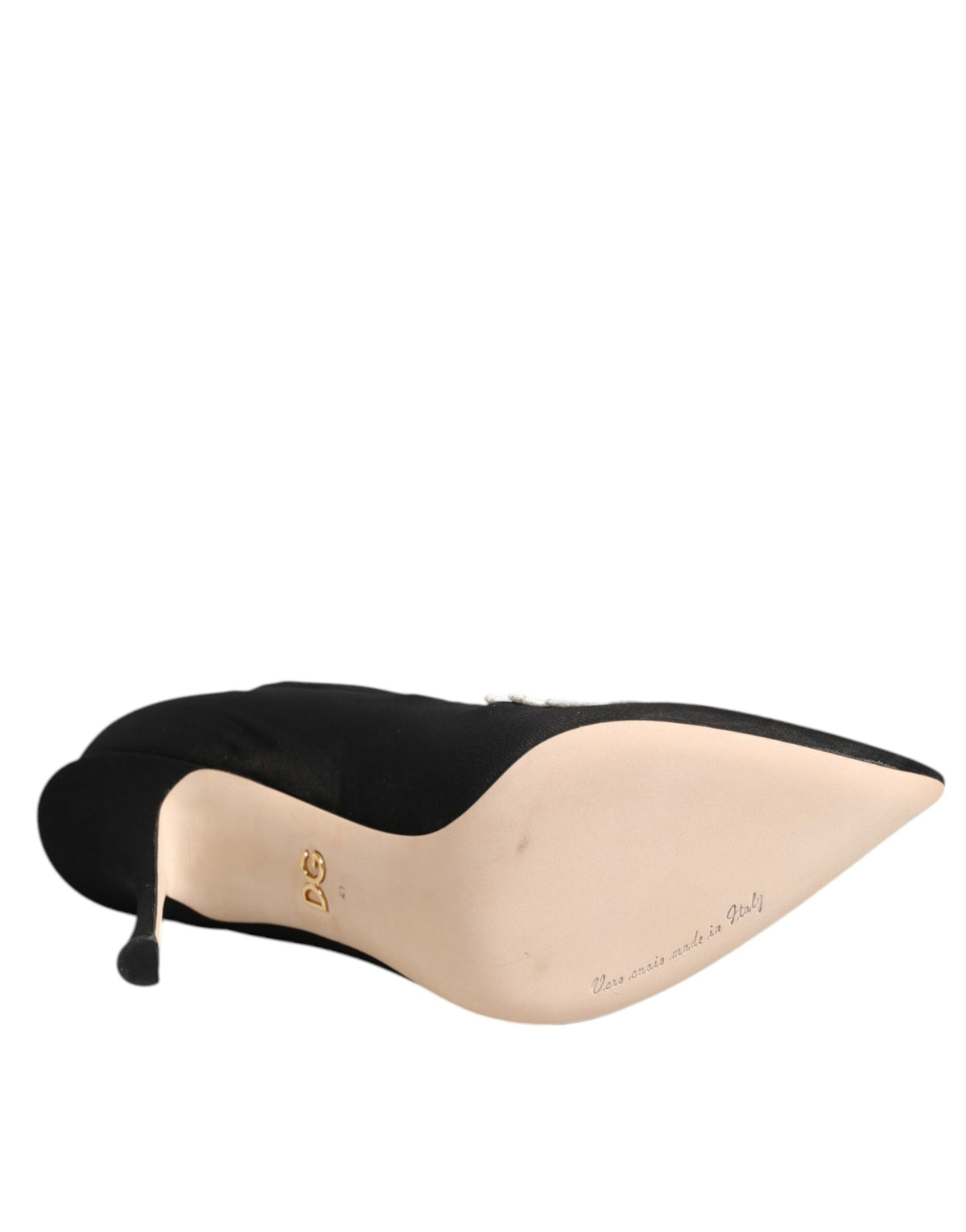 Dolce & Gabbana Unisex Leather & Viscose High-Heel Stiletto Ankle Boots - Black White Floral