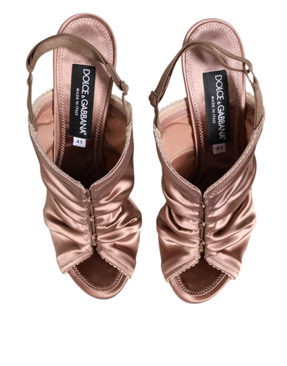 Dolce & Gabbana Women's Polyamide Satin & Leather High-Heel Stiletto Slingback Shoes - Bronze Brown