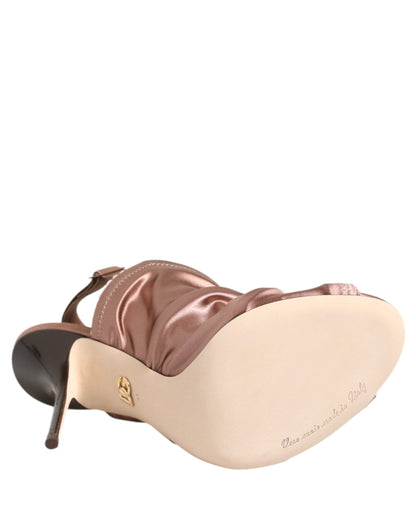 Dolce & Gabbana Women's Polyamide Satin & Leather High-Heel Stiletto Slingback Shoes - Bronze Brown