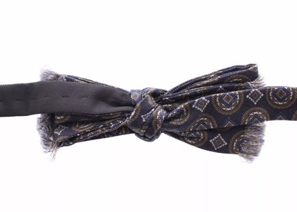Dolce & Gabbana Blue Silk Baroque Fantasi Tied Bow Tie Papillon