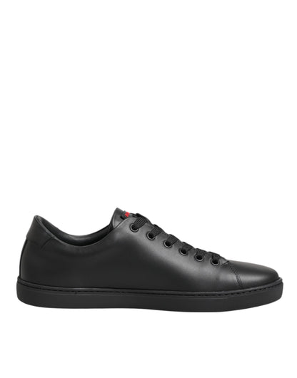 Dolce & Gabbana Heart Women's Low Top Calf Leather Crystal & Rubber Sneakers - Black Red