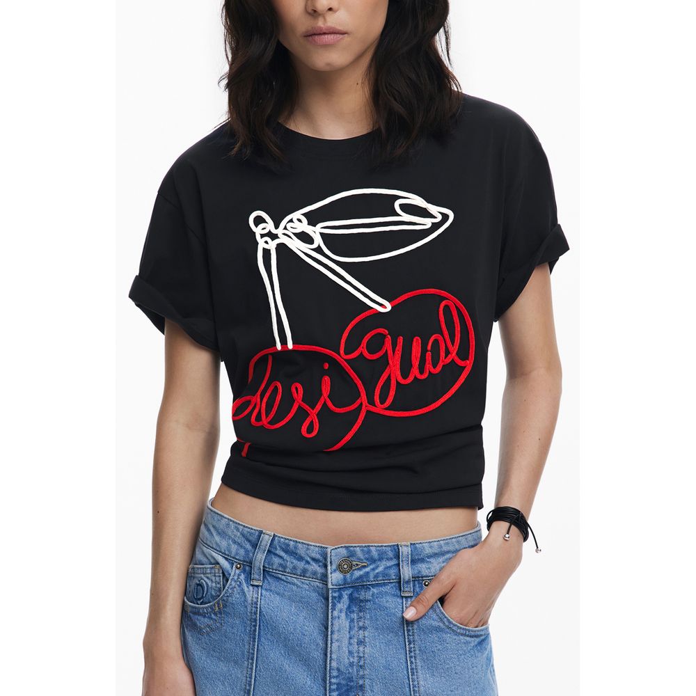 Desigual Black Cotton Tops & T-Shirt