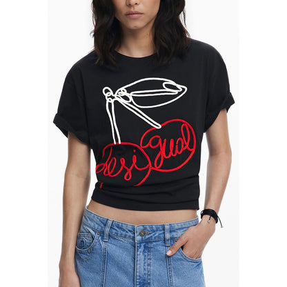 Desigual Black Cotton Tops & T-Shirt