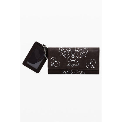 Cardholder Wallet by Desigual for women in faux leather brown showcases a refined silhouette, artfully detailed with the signature style of the Faux Leather Cardholder Wallet and functional card-organization.