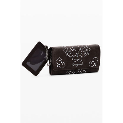 Cardholder Wallet by Desigual for women in faux leather brown showcases a refined silhouette, artfully capturing the essence of the refined Faux Leather Cardholder Wallet design with functional card-organization.