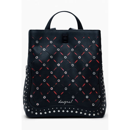 Desigual Black Small Perforated Backpack with Studs
