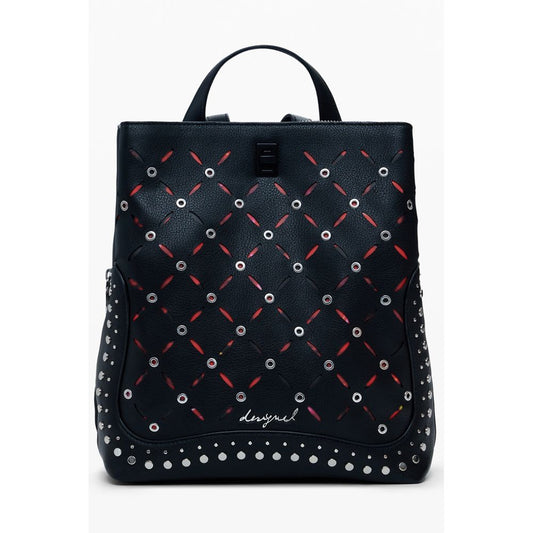Desigual Black Small Perforated Backpack with Studs