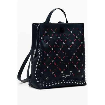 Desigual Black Small Perforated Backpack with Studs
