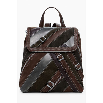 Desigual Brown Small Backpack with Straps & Zippers
