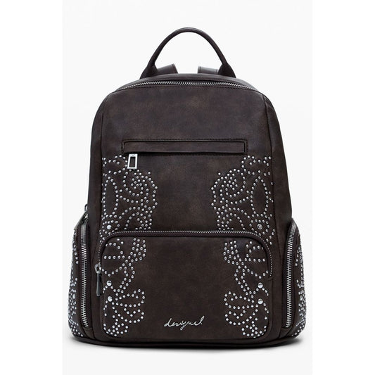 Desigual Brown Small Backpack with Studded Pockets
