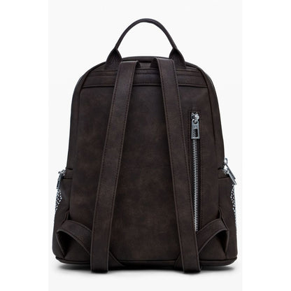 Desigual Brown Small Backpack with Studded Pockets