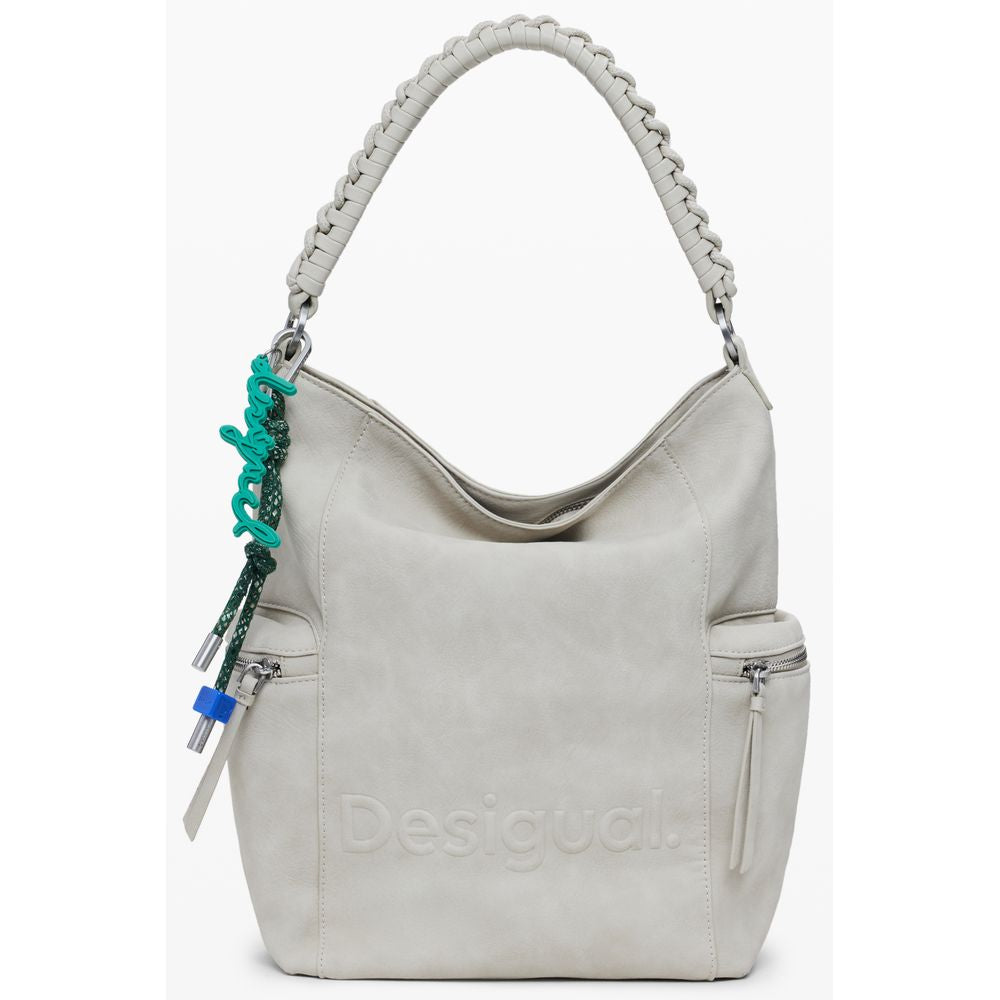 Desigual Beige Large Logo Faux Leather Backpack